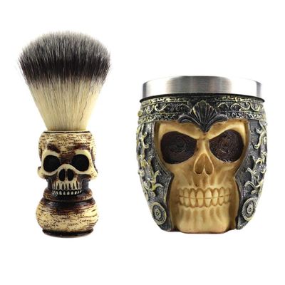 Beaupretty 1 Set Skull Beard Brush Badger Hair Beard Brush Shaving Tool Brush Beard Brush with Bowl Salon Brush Tool Shaving Brush for Men Beard Brush for Men Beard Brush Tool