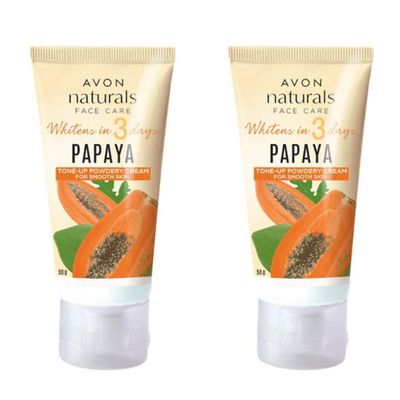 Avon Naturals Papaya Powdery Cream 50 g Each (Set of 2)