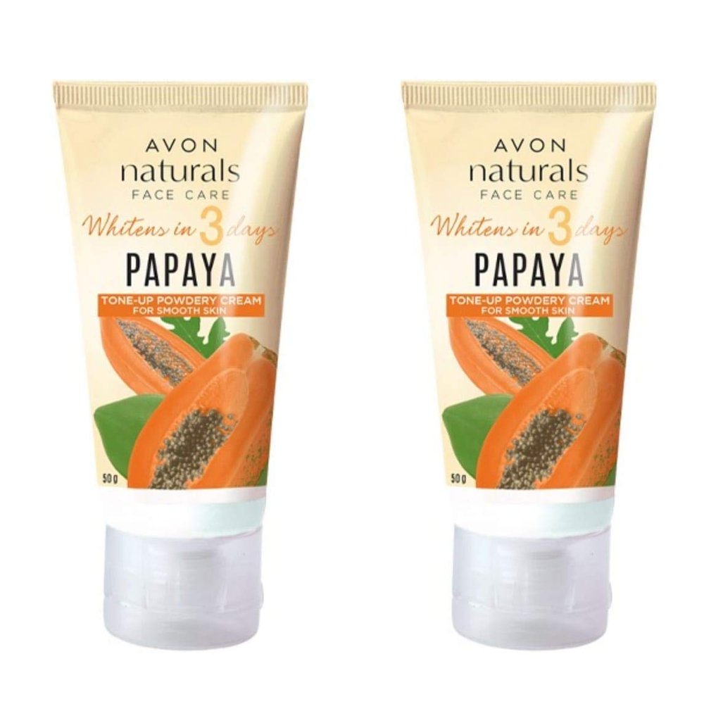 Avon Naturals Papaya Powdery Cream 50 g Each (Set of 2)