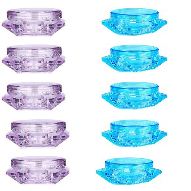3g Eye Shadow Box 20PCS Blue Wide Mouth Plastic Bottle Trial Sample Bottling 20PCS Purple Cosmetic Container Empty Cosmetic 3G/3ML Plastic Bottle for Eye Shadow, Eye Cream Box, Powder, Paint
