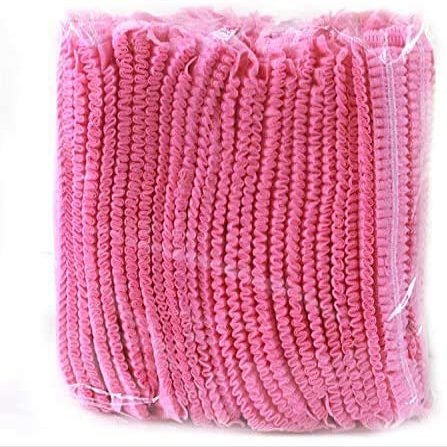 100pcs Disposable Hair Net Bouffant Cap Kitchen Food Medical Worker Non Woven US Pink Blue White (Pink)