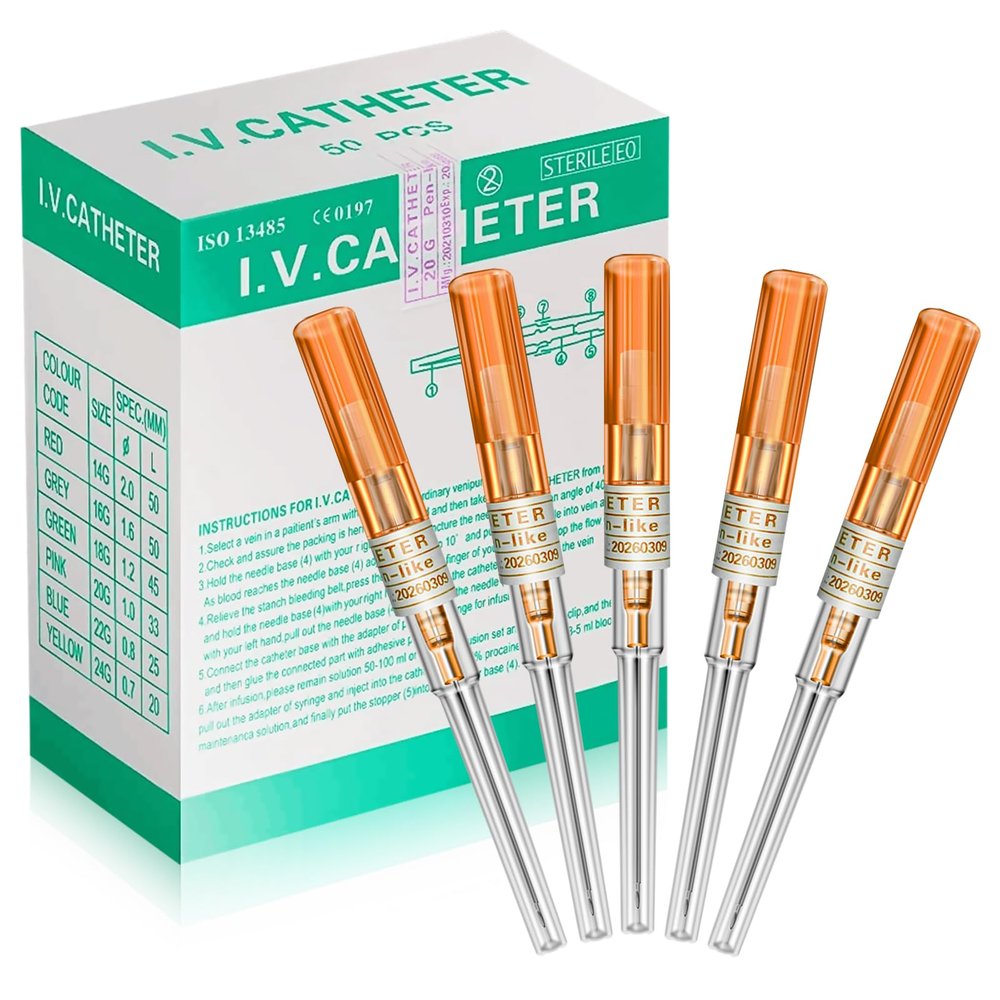 Jconly Catheter Needles - 50PCS 14 Gauge Piercing Needles IV Catheter Needles Hollow Needles for Ear Nose Belly Navel Nipple Piercing Sterilized Disposable Piercing Needles50Pcs/Box)