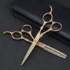 5.5 Inch 440c Professional Hairdresser Scissors Japan Salon Hairdresser Tools Hair Razor Barber Thinning Scissors Haircut Shears (Gold) view 2