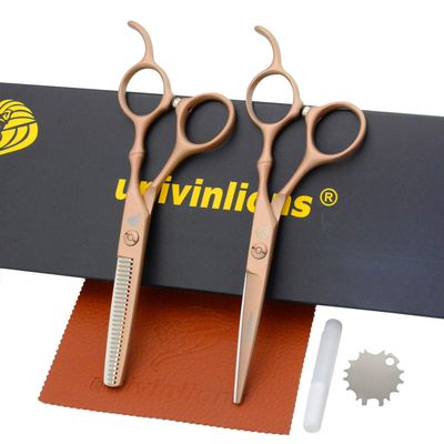 5.5" Salon Hair Scissors Professional Hairdressing Scissor Cutting Thinning Scissor Shears Hairdresser Barber Razor (Gold)