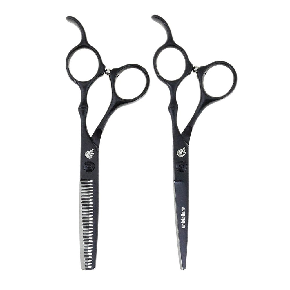5.5 Inch 440c Professional Hairdresser Scissors Japan Salon Hairdresser Tools Hair Razor Barber Thinning Scissors Haircut Shears (Black)