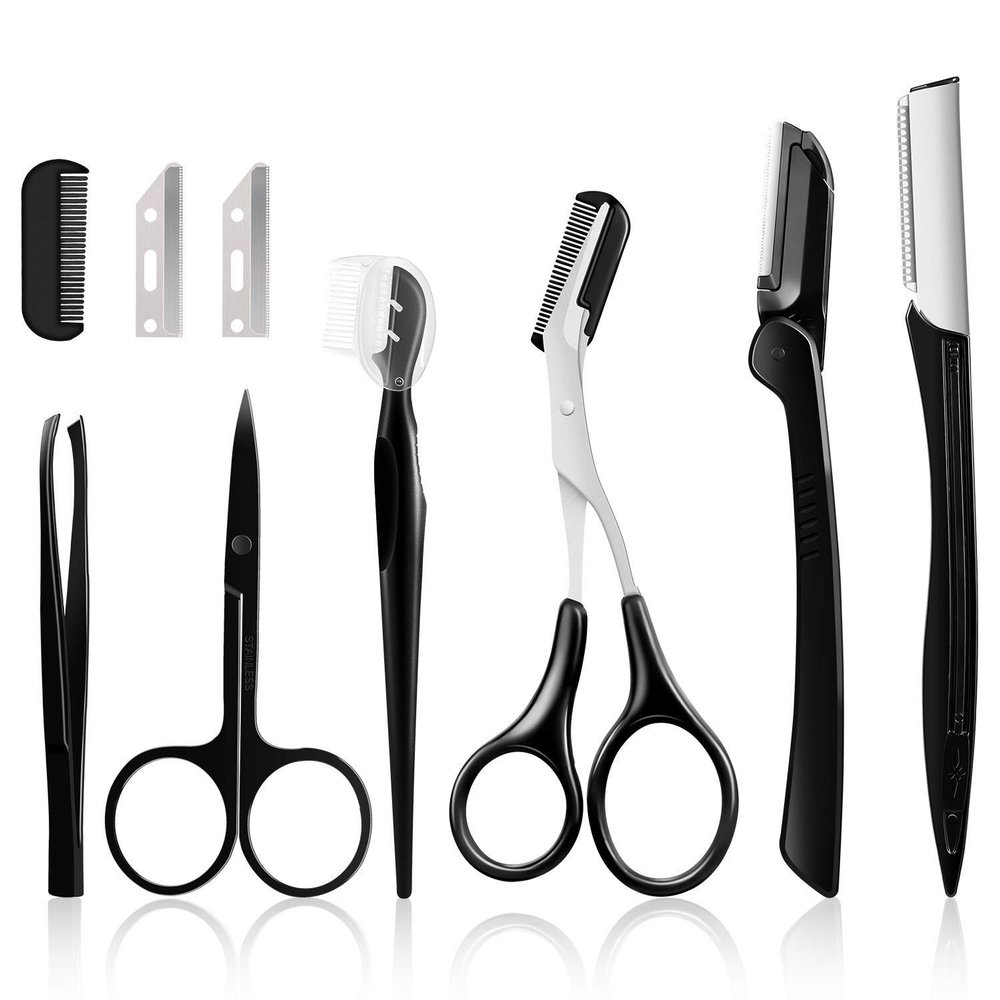 Eyebrow Kit, Multipurpose Exfoliating Dermaplaning Tool Face kits for Women Girl, Eyebrow Grooming Set (9 in 1)