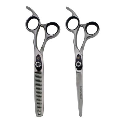 6.0" Matt Silver Professional Hair Scissors Cutting Thinning Hairdressing Barber Scissors Shears Salon Japan Hair Styling Tools (Black)