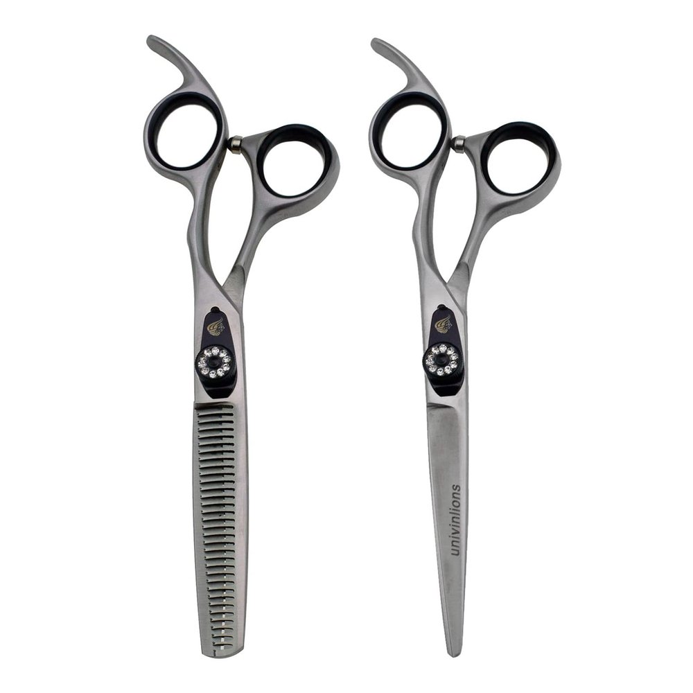 6.0" Matt Silver Professional Hair Scissors Cutting Thinning Hairdressing Barber Scissors Shears Salon Japan Hair Styling Tools (Black)