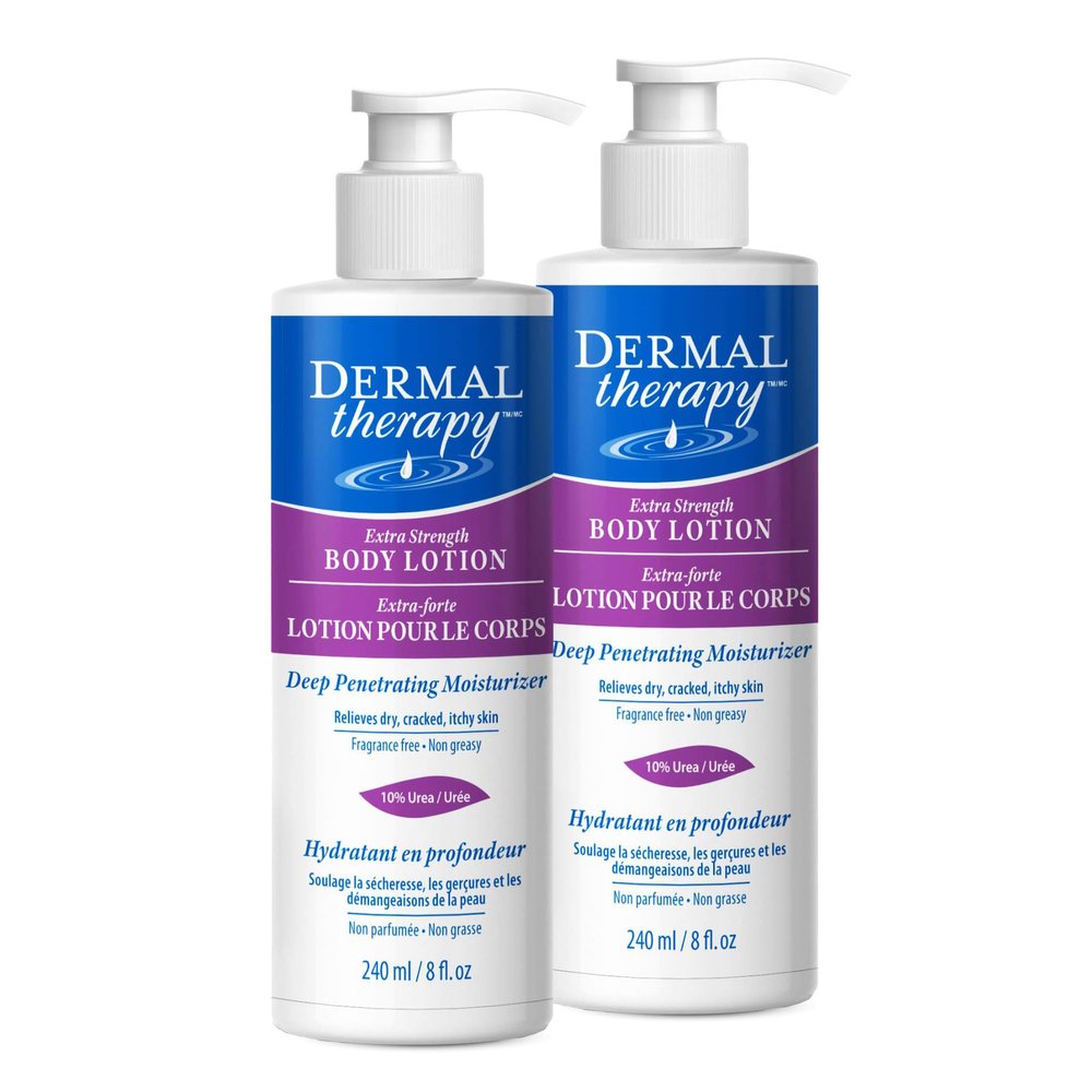 Dermal Therapy Extra Strength Body Lotion  Hydrating Formula with 10% Urea and 5% Alpha Hydroxy Acids | Helps Smooth and Moisturize Dry Skin | 8 fl oz (2-Pack)