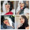 Mersi Black White Wig Short Wavy Bob Wigs for Costume Women Natural Cute Soft Wig with Wig Caps S046BW1 view 3