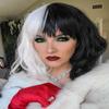 Mersi Black White Wig Short Wavy Bob Wigs for Costume Women Natural Cute Soft Wig with Wig Caps S046BW1 view 4