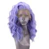 RONGDUOYI RDY Lavender Purple Short Bob Lace Front Wigs for Women Free Part Synthetic Body Wave Wigs with Natural Hairline Glueless Light Purple Makeup Wedding Party Cosplay Wig 16Inches view 2