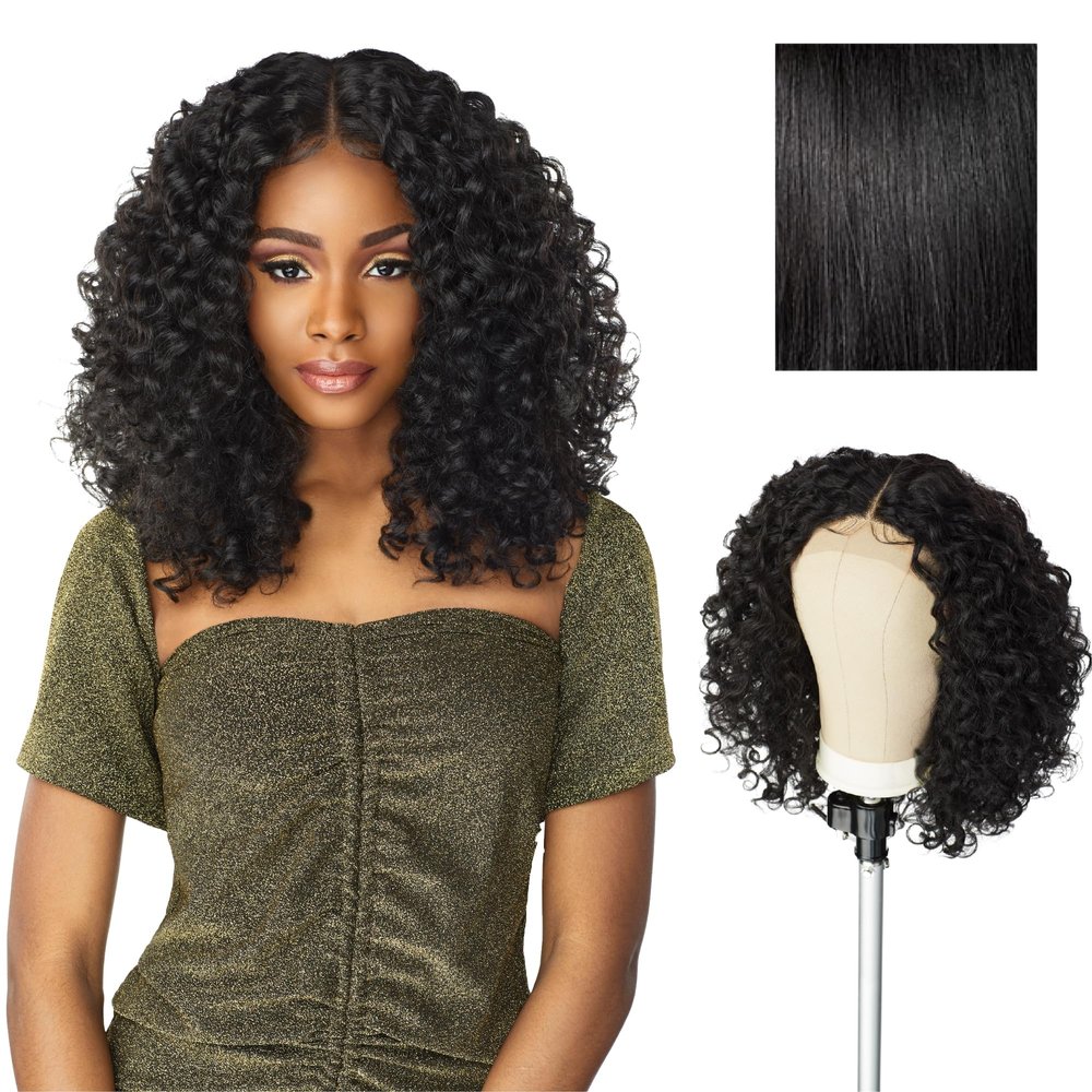 Sensationnel Butta Lace Wigs - Unit 5 Extra Wide 5 Inch Deep Parting Synthetic Preplucked Hairline Glueless Lacefront (1 JETBLACK)