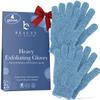 Exfoliating Glove (4 pcs, 2 Pairs) - Heavy Shower Gloves for Body Scrub, Exfoliates & Removes Dead Skin, Stocking Stuffers for Women and Men view 1