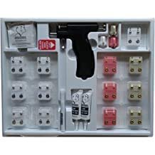 Beauty Made Easy Universal ear piercing kit with 24 pairs mix of all styles in 24k gold hypoallergenic instrument gun