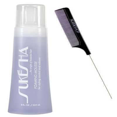 Sukesha Foaming Mousse, Whipping Foam for Body, Sheen and Hair Lift (w/ Sleek Comb) Hair Styling, UV+ Color Protection, 100% Vegan (8 oz size)