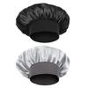 2pcs Wide Band Satin Bonnet Night Sleep Cap Elastic Hair Bonnet Night Sleeping Head Cover for Women Girls (Black + Silver) view 1