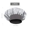 2pcs Wide Band Satin Bonnet Night Sleep Cap Elastic Hair Bonnet Night Sleeping Head Cover for Women Girls (Black + Silver) view 2