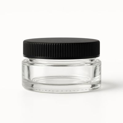 100 Pack 5ml Jar Screw Lid Black - Small Glass Cosmetic Packaging Container for Cream, Wax, and Balms