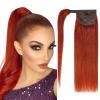 16" Ponytail Extension Human Hair #350 Copper Red Clip in Ponytail Hair Extension 75g Straight Remy Human Hair Wrap Around Ponytail for Women view 1