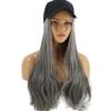 shlutesoy Fashionable Cute Women Girl Long Curly Wig Synthetic Hairpiece Hair Extension with Baseball Cap Grandma Grey view 1