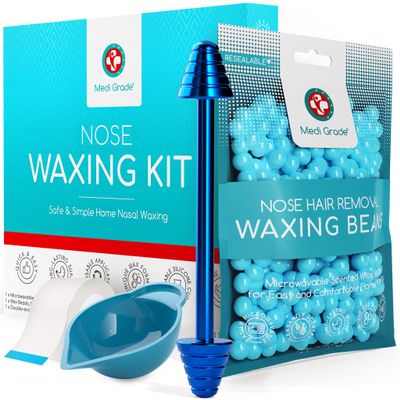 Medi Grade Nose Hair Removal Kit for Men and Women with Reusable Wax Stick, 1.76 oz - Eco-friendly Set for Removing Unsightly, Itchy Nose Hairs Includes Beads, Tape and Bag