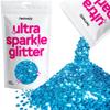 Hemway Premium Ultra Sparkle Glitter Multi Purpose Metallic Flake for Arts Crafts Nails Cosmetics Resin Festival Face Hair - Ocean Blue - Super Chunky (1/8" 0.125" 3mm) 100g / 3.5oz view 1