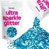 Hemway Premium Ultra Sparkle Glitter Multi Purpose Metallic Flake for Arts Crafts Nails Cosmetics Resin Festival Face Hair - Ocean Blue Holographic - Super Chunky (1/8" 0.125" 3mm) 100g / 3.5oz view 1