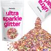 Hemway Premium Ultra Sparkle Glitter Multi Purpose Metallic Flake for Arts Crafts Nails Cosmetics Resin Festival Face Hair - Rose Gold Holographic - Super Chunky (1/8" 0.125" 3mm) 100g / 3.5oz view 1