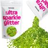 Hemway Premium Ultra Sparkle Glitter Multi Purpose Metallic Flake for Arts Crafts Nails Cosmetics Resin Festival Face Hair - Lime Green - Super Chunky (1/8" 0.125" 3mm) 100g / 3.5oz view 1