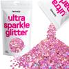 Hemway Premium Ultra Sparkle Glitter Multi Purpose Metallic Flake for Arts Crafts Nails Cosmetics Resin Festival Face Hair - Pink Holographic - Super Chunky (1/8" 0.125" 3mm) 100g / 3.5oz view 1