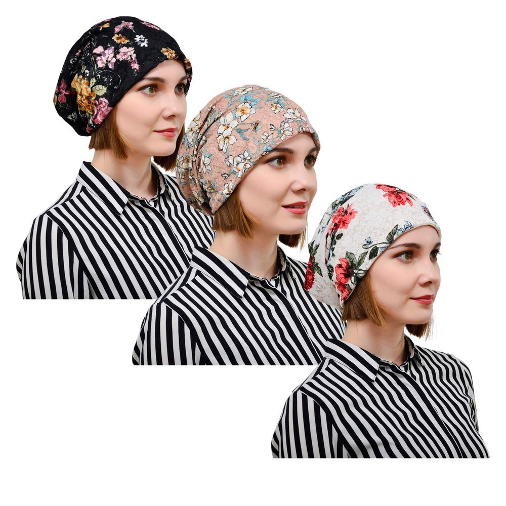 DREYOLIFE Sleep Cap | Hair Cover Satin Lined Cap Stay Lined Slouchy Beanie Hat Smooth Sleep Caps