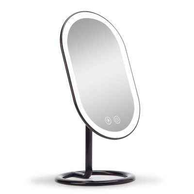 Fancii Vera LED Lighted Vanity Makeup Mirror, Rechargeable - Cordless Illuminated Cosmetic Mirror with 3 Dimmable Light Settings, Dual Magnification (Obsidian)