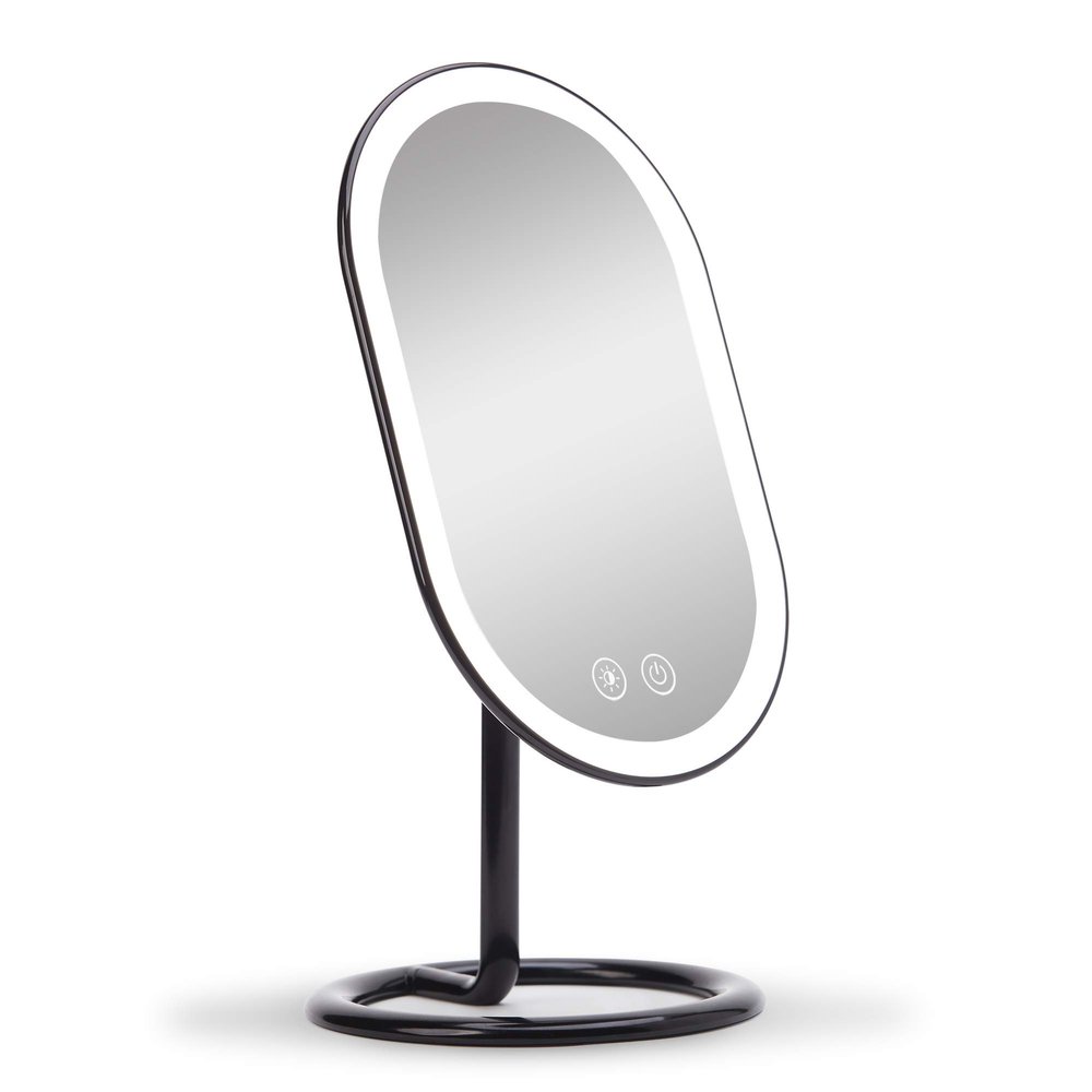 Fancii Vera LED Lighted Vanity Makeup Mirror, Rechargeable - Cordless Illuminated Cosmetic Mirror with 3 Dimmable Light Settings, Dual Magnification (Obsidian)