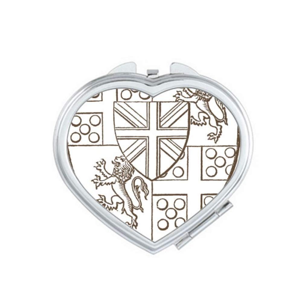 Baroque Art Shield Lion Illustration Patter Mirror Travel Magnification Portable Handheld Pocket Makeup