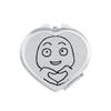 Heart Gesture Black Happy Pattern Heart Mirror Travel Magnification Portable Handheld Pocket Makeup view 1