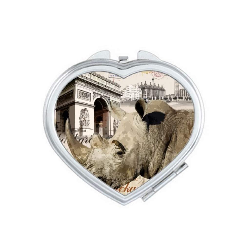 European Style Building French Paris Mirror Travel Magnification Portable Handheld Pocket Makeup