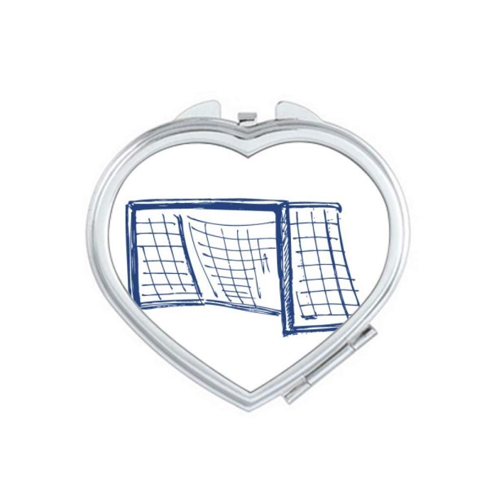 Blue Football Door Net Pattern Mirror Travel Magnification Portable Handheld Pocket Makeup