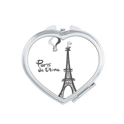 Line Drawing Eiffel Tower Outline Paris Mirror Travel Magnification Portable Handheld Pocket Makeup