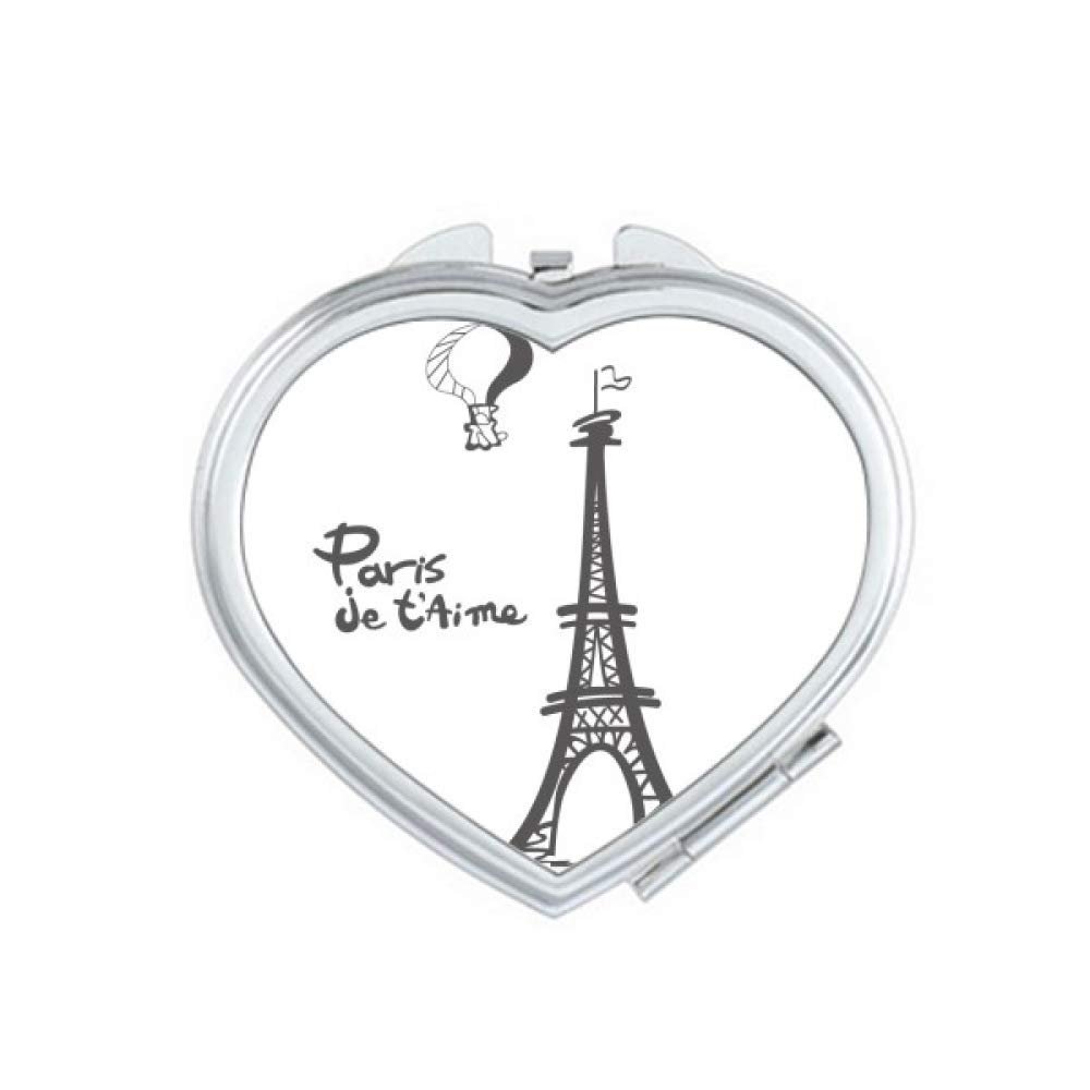 Line Drawing Eiffel Tower Outline Paris Mirror Travel Magnification Portable Handheld Pocket Makeup
