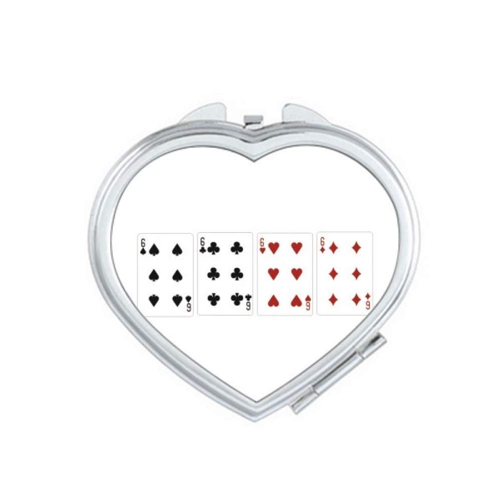 6 Heart Spade Diamond Club Pattern Mirror Travel Magnification Portable Handheld Pocket Makeup
