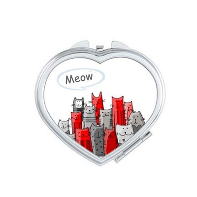 Cartoon Cute Cat Mewing Protect Animal Pet Lover Mirror Travel Magnification Portable Handheld Pocket Makeup
