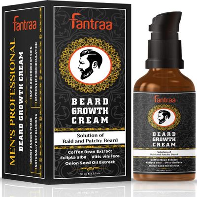 Fantraa Beard Growth Cream - 50 ml - More Beard Growth with Coffee Bean & Onion Extract- 100% Natural | Made in India