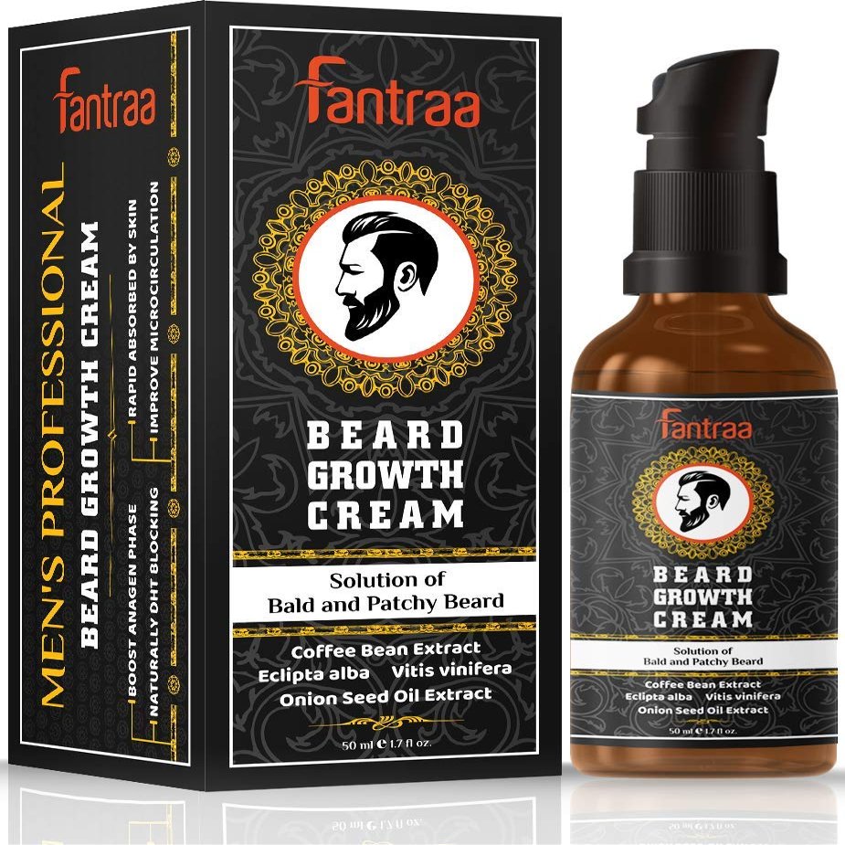 Fantraa Beard Growth Cream - 50 ml - More Beard Growth with Coffee Bean & Onion Extract- 100% Natural | Made in India