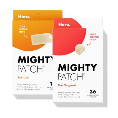 Hero Cosmetics Mighty Patch Original Patch 36ct and Mighty Patch Surface Patch 10ct Bundle