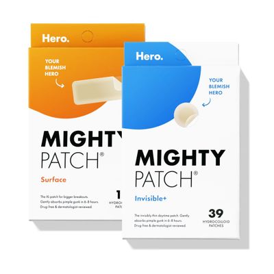Hero Cosmetics Mighty Patch Invisible+ Patch & Mighty Patch Surface Patch Bundle - Acne Patches for Daytime and Larger Breakout Treatment of Pimples