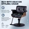 Buy-Rite Keaton Professional Salon Styling Chair, Black Vinyl, Durable Wood Frame, Tufted Design, Hydraulic Pump, Inclined Backrest, Padded Arms, NIN-6635 view 3