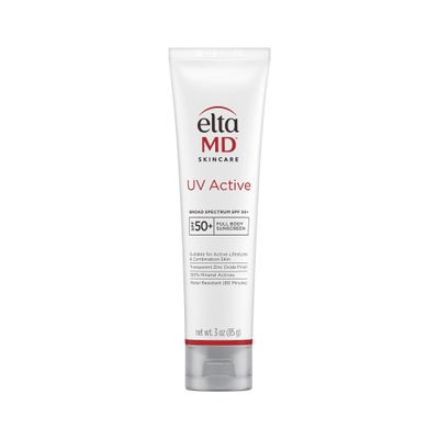 EltaMD UV Active Mineral Sunscreen with Zinc Oxide, Water Resistant Sunscreen SPF 50+ Up to 80 Minutes, Oil Free SPF for Face and Body, 3.0 oz Tube