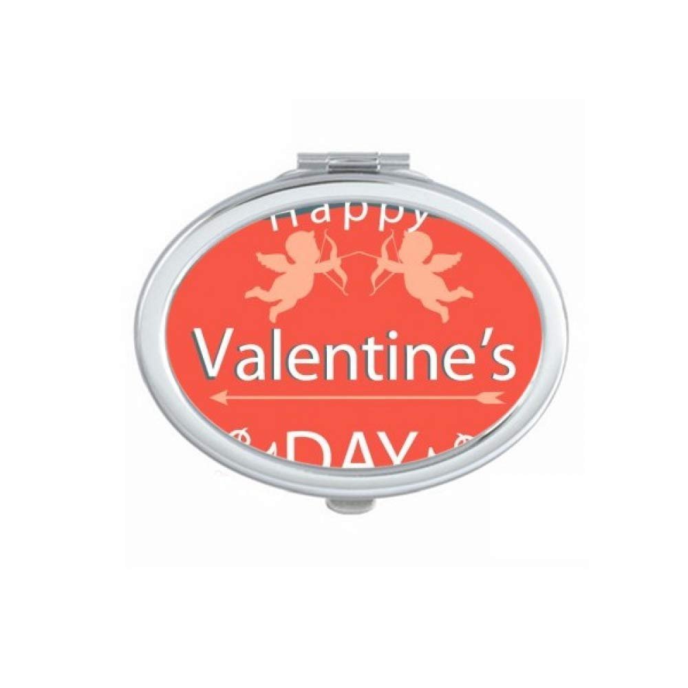 Happy Valentine's Day Angels Love Mirror Portable Fold Hand Makeup Double Side Glasses