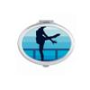 Female Skating Winter Sport Illustration Mirror Portable Fold Hand Makeup Double Side Glasses view 1